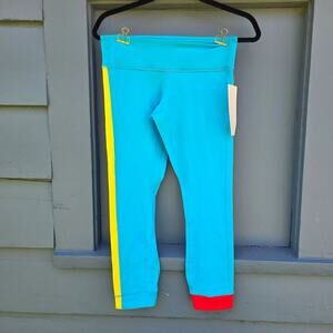 Lululemon Amped Crop Spry Blue red yellow stripe leggings